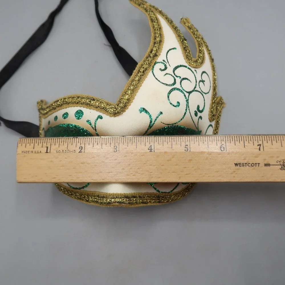 Venezia‎ Hand Painted Mask Italy Halloween Masquerade Gold Green Paper Mache